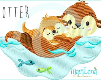 Stickdatei Otter 1 Füll 10x10 Baby embroidery pattern otter  Stickmuster Stickmotiv