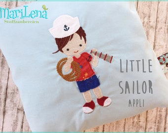 Stickdatei Matrose Seemann Junge Appli 10x10 embroidery pattern sailor boy  Stickmuster Stickmotiv