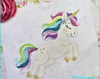 Borduurbestand Unicorn Cholli Appli 13x18 (5x7") Eenhoorn borduurpatroon Regenboog borduurpatroon borduurmotief