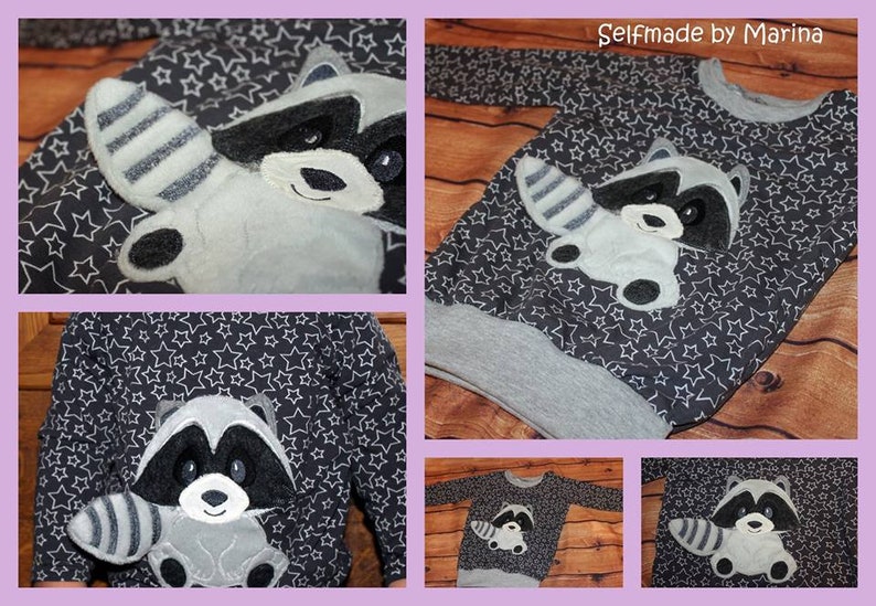 Embroidery file 3D-Racoon appli ITH 13x18 embroidery pattern embroidery motif embroidery pattern appliqué raccoon image 5