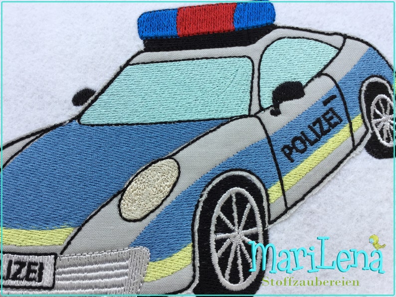 Archivo de bordado coche de policía coche de carreras Doodle Appli 13x18 5x7 patrón de bordado patrón de bordado aplique de coche de policía imagen 6