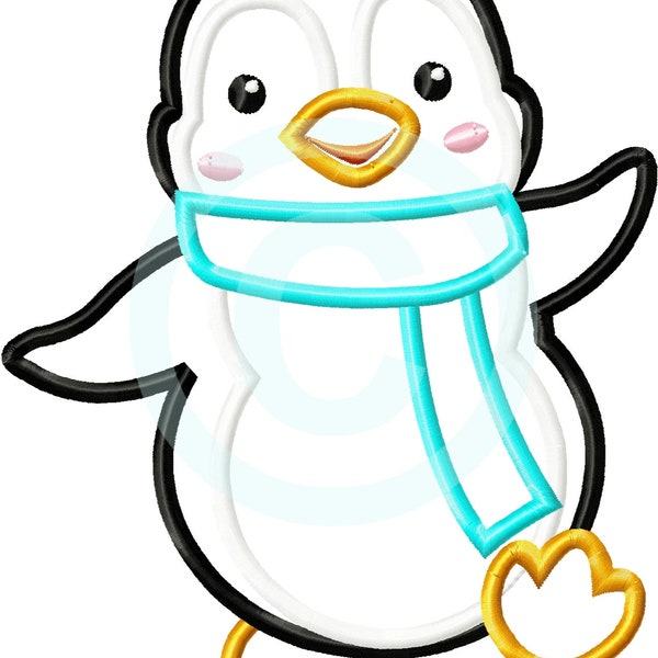 Embroidery file penguin 1 satin appli 13x18 (5x7") embroidery pattern embroidery pattern appliqué penguin