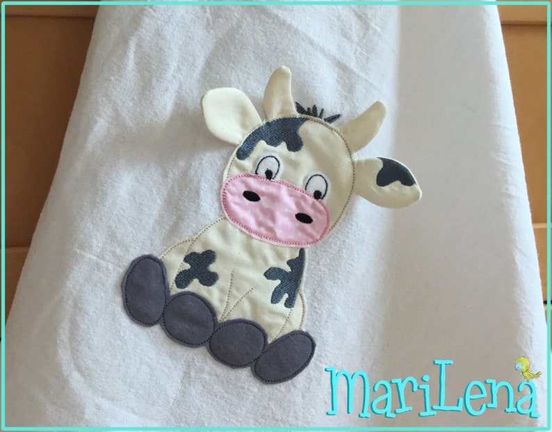 Stickdatei 3D-Kuh Appli ITH 13x18 Stickmuster Stickmotiv embroidery pattern cow Bild 1