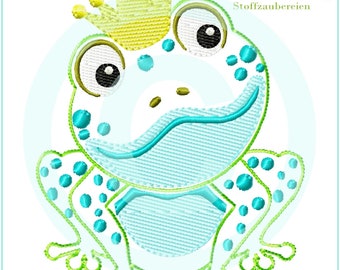 Stickdatei   "Froschprinz" FransenAppli 10x10 (4x4") Stickmuster Stickmotiv embroidery pattern  frog prince