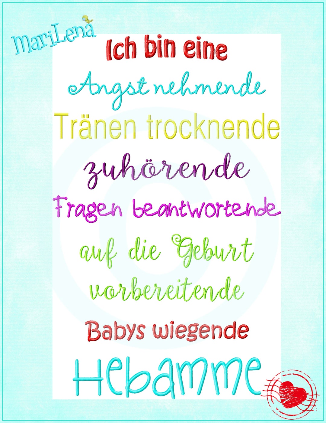 Stickdatei Spruch Hebamme 18x30 Stickmuster Stickmotiv Etsy.de
