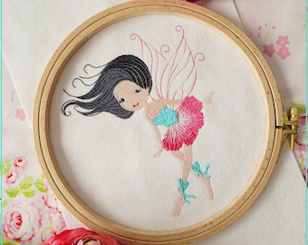 Embroidery file elf pink fill 13x18 embroidery pattern embroidery motif elf fairy embroidery pattern ballerina fairy flower