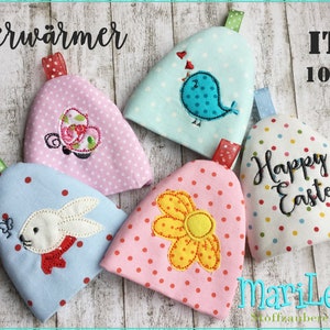 Embroidery file egg warmer set bunnies 3 ITH 10x10 embroidery pattern embroidery motif Easter Embroidery eggwarmer appliqué doodle button MariLena