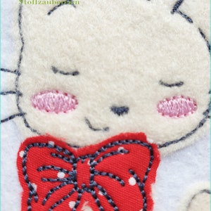 Stickdatei Katze TieniSchleifchen Appli 10x10 4x4 Stickmuster Stickmotiv embroidery pattern cat bow appliqué Bild 2