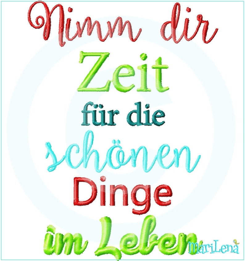 Stickdatei Spruch Nimm Dir Zeit 10x10 Stickmuster Stickmotiv embroidery pattern saying saying take time Bild 1