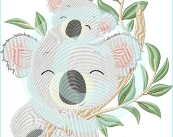 Stickdatei Magic Koalas 1 Fuell 13x18  Koala Mama Baby (5x7") embroidery pattern  Stickmuster Stickmotiv