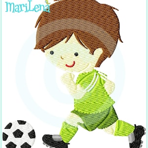 Stickdatei Kleiner Fußballer 2 Füll 10x10 4x4 Stickmuster Stickmotiv embroidery pattern soccer player boy Bild 1