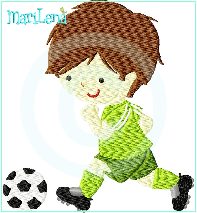 Stickdatei Kleiner Fußballer 2 Füll 10x10 4x4 Stickmuster Stickmotiv embroidery pattern soccer player boy Bild 1