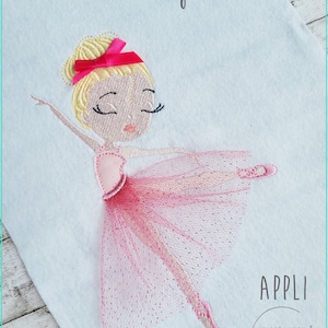 Embroidery file Ballerina Monique Appli tulle skirt 13x18 embroidery pattern embroidery motif fairy embroidery pattern ballerina fairy flower