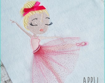 Embroidery file Ballerina Monique Appli tulle skirt 13x18 embroidery pattern embroidery motif fairy embroidery pattern ballerina fairy flower