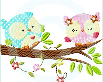 Stickdatei  Eulchen in Love 1 Füll 13x18 (5x7") Stickmuster Stickmotiv embroidery pattern  owl