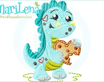 Stickdatei   Keks Dino  Füll Puschengröße Stickmuster Stickmotiv embroidery pattern  Cookie