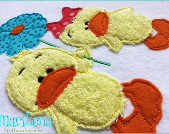 Stickdatei   LoveDuck  Appli 18x30 Enten Stickmuster Stickmotiv embroidery pattern   MariLena