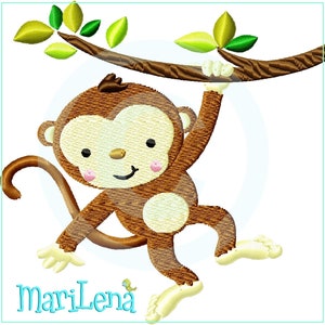 Embroidery file Monkey CoCo Fill 10x10 (4x4&quot;) embroidery pattern embroidery motif monkey embroidery pattern MariLena