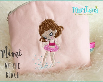 Embroidery file Mimi on the beach fill 10x10 embroidery pattern embroidery motif girl at the beach embroidery pattern