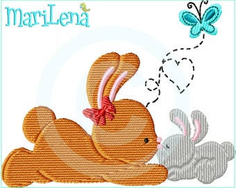 Embroidery file Mom&Me rabbit filling 10x10 (4x4") embroidery pattern embroidery pattern bunny