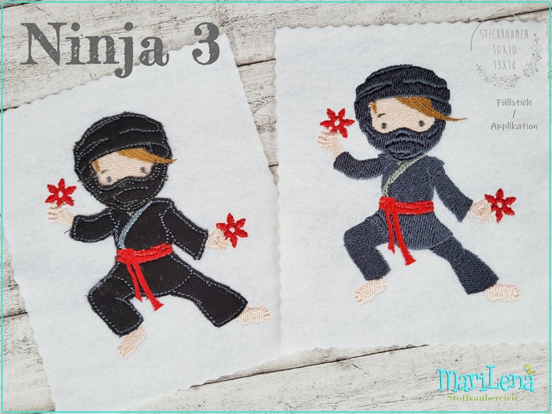 Stickdatei Ninja 3 Füll 10x10 embroidery pattern ninja fighter boy Stickmuster Stickmotiv Junge Bild 4