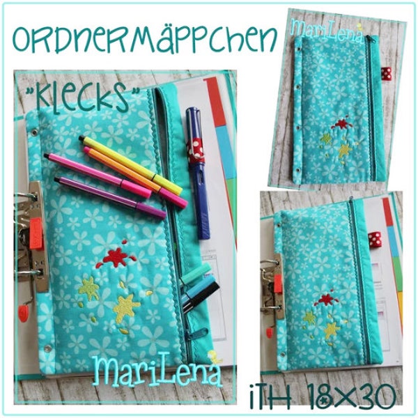 Stickdatei   Ordner Mäppchen Klecks  Tasche ITH 18x30 Stickmuster Stickmotiv embroidery pattern  appliqué splodge blot