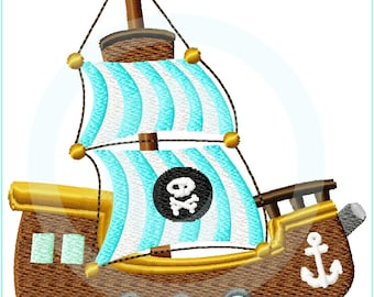 Stickdatei Piratenschiff 2 Füll 10x10 (4x4") Stickmuster Stickmotiv embroidery pattern  corsair pirate