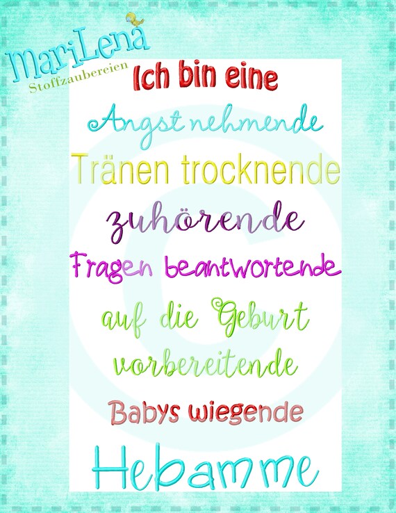 Stickdatei Spruch Hebamme 3 Teile je 13x18 Etsy