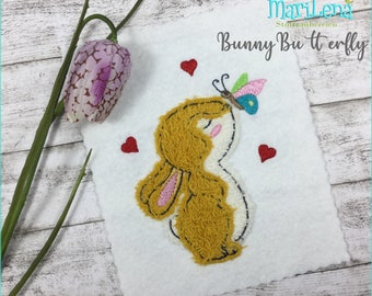 Embroidery file rabbit butterfly appli 10x10 appliqué embroidery pattern bunny butterfly embroidery pattern embroidery motif