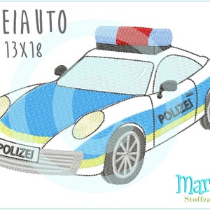 Archivo de bordado coche de policía coche de carreras Doodle Appli 13x18 5x7 patrón de bordado patrón de bordado aplique de coche de policía imagen 1