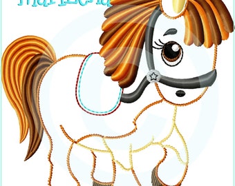 Embroidery file Horse Pony Apple Blossom Appli 13x18 (5x7") Embroidery pattern embroidery pattern appliqué horse