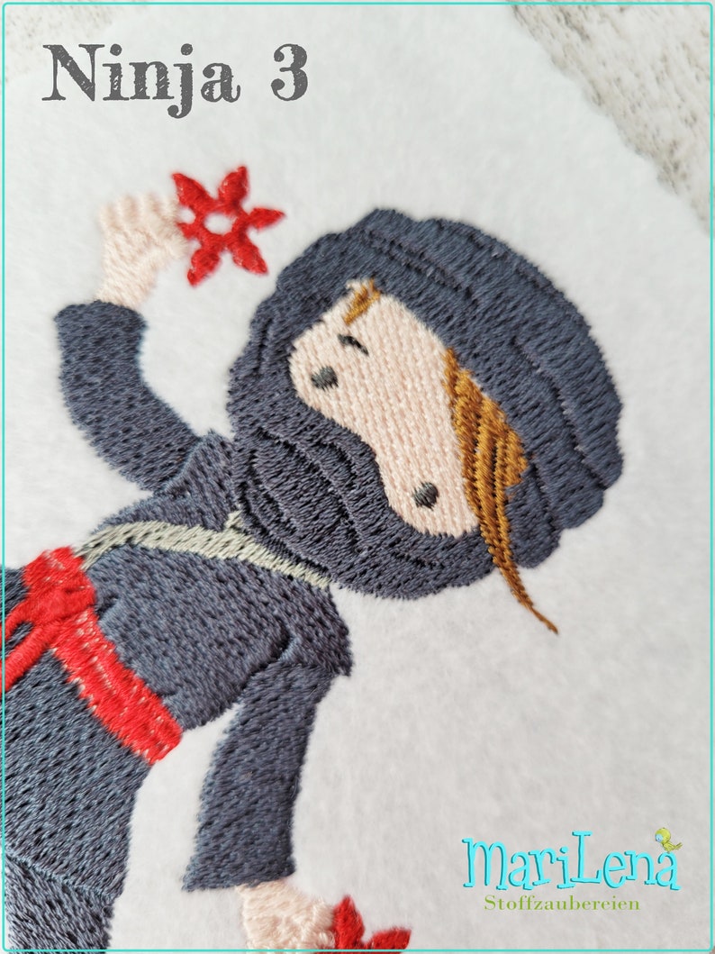 Stickdatei Ninja 3 Füll 10x10 embroidery pattern ninja fighter boy Stickmuster Stickmotiv Junge Bild 3