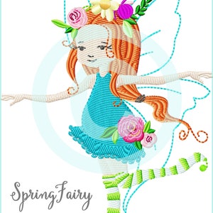 Stickdatei SpringFairy Elfe Fee Füll 13x18 embroidery pattern spring fairy  MariLena Stickmuster Stickmotiv