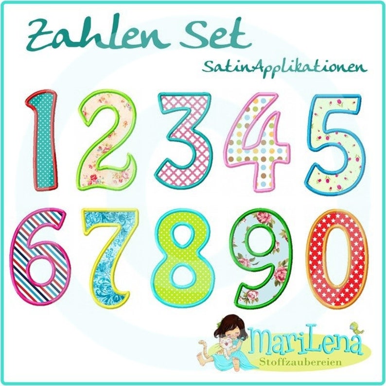 Embroidery file set numbers appli 10x10 embroidery pattern embroidery pattern appliqué numbers image 1