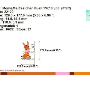 Stickdatei Mom&Me Eselchen Baby Füll 13x18 5x7 Stickmuster Stickmotiv embroidery pattern donkey Bild 4