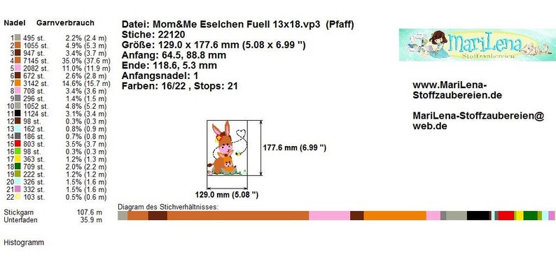 Stickdatei Mom&Me Eselchen Baby Füll 13x18 5x7 Stickmuster Stickmotiv embroidery pattern donkey Bild 4