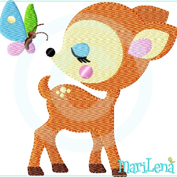 Stickdatei  Lovely Kitz Reh  Füll 10x10 (4x4") Stickmuster Stickmotiv embroidery pattern  deer fawn