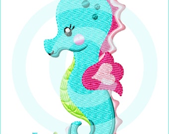 Stickdatei   Seepferdchen  Füll 10x10 (4x4") Stickmuster Stickmotiv embroidery pattern  seahorse