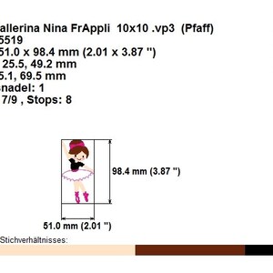 Stickdatei Nina Ballerina Appli 10x10 4x4 Stickmuster Stickmotiv embroidery pattern Bild 2