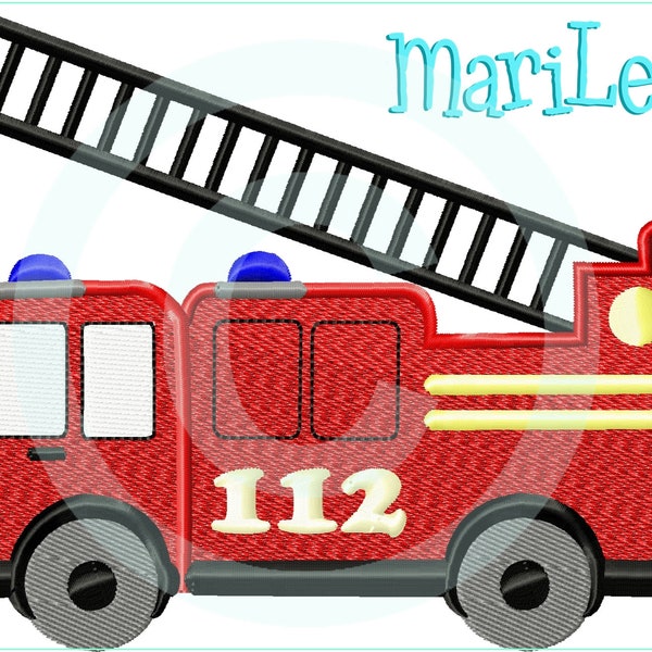 Stickdatei  Feuerwehrauto 1 Füll 13x18 (5x7") Stickmuster Stickmotiv embroidery pattern  fire engine