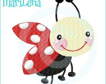 Stickdatei   Marienkäfer 1  Füll 10x10 (4x4") Stickmuster Stickmotiv embroidery pattern  ladybug