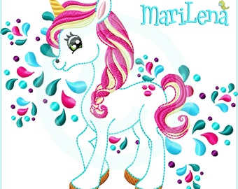 Fichier de broderie Unicorn Splash Appli 13x18 (5x7&quot;) Motif de broderie Licorne Motif de broderie