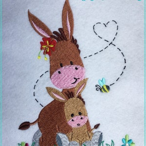 Stickdatei Mom&Me Eselchen Baby Füll 13x18 5x7 Stickmuster Stickmotiv embroidery pattern donkey Bild 3