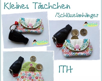 Stickdatei  Blumen Minitäschchen  ITH 10x10 Stickmuster Stickmotiv embroidery pattern  key chain pocket bag