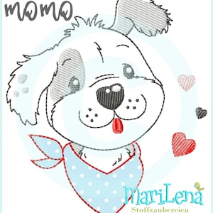 Embroidery file dog Momo 13x18 embroidery motif embroidery pattern dog applique 5x7&quot;