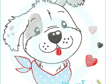 Stickdatei Hund Momo 13x18 Stickmotiv Stickmuster embroidery pattern dog applique 5x7"