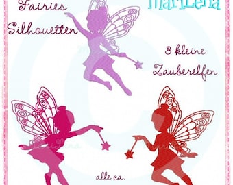 Stickdatei Set 3 Zauberelfen  Füll 10x10 Stickmuster Stickmotiv Feen embroidery pattern  fairy