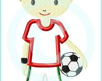 Stickdatei  "Kleiner Fußballer 1"  Appli  13x18 (5x7") Stickmuster Stickmotiv embroidery pattern  appliqué soccer player boy