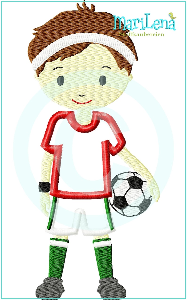 Stickdatei Kleiner Fußballer 1 Appli 13x18 5x7 Stickmuster Stickmotiv embroidery pattern appliqué soccer player boy Bild 1