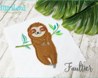 Stickdatei Faultier 2 Appli 13x18 doodle embroidery pattern sloth applique  Stickmuster Stickmotiv